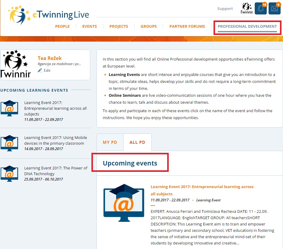 eTwinning Live korisnički portal