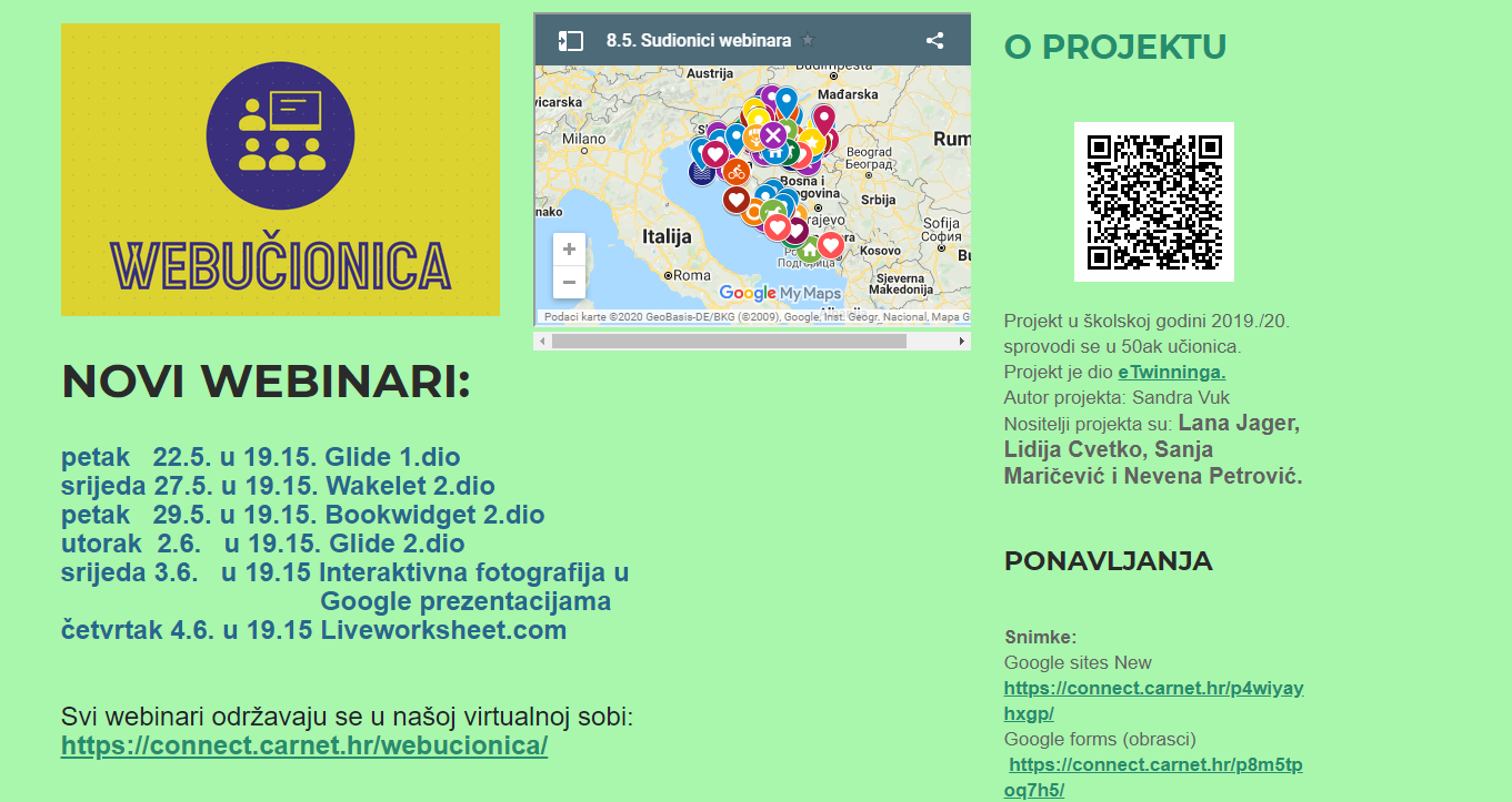 Plan webinara u sklopu projekta Webučionica